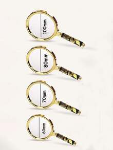 手持式 10X 放大镜，直径 60 毫米、70 毫米、80 毫米、90 毫米，带仿木手柄，镀金 - 彩色 - 查看 8