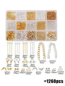 1260 件珠宝配件套件 15 格盒 - 金属饰物、链条和工具，用于 DIY 手链制作，成人工艺用品