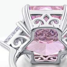Dissoo 1 pezzo Anello in argento sterling 925 placcato rodio con fiore di ghiaccio rosa quadrato in zirconia, montatura a 4 griffes, gioiello di alta qualità per donna adatto all'uso quotidiano, regalo raffinato per anniversario, compleanno, laurea, rientro a scuola, regalo di coppia, disponibile in 2 colori