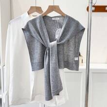 1pc Women's Solid Color Shawl Cardigan, Lightweight Spring/Autumn Shirt Collar Accessory, Suitable For Layering With Sweaters, Shirts, Scarves For Students And Office Wear