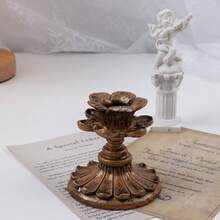 French Nostalgic Floral Resin Candle Holder Antique Bronze/Furniture Decoration/Retro Ornaments Candlestick Excellent Home Decor Ornaments For Mother's Day, Birthdays, Back To School Season, Graduation Season, And Wedding Season(Handmade Crafts May Have An Error Of Around 1cm)
