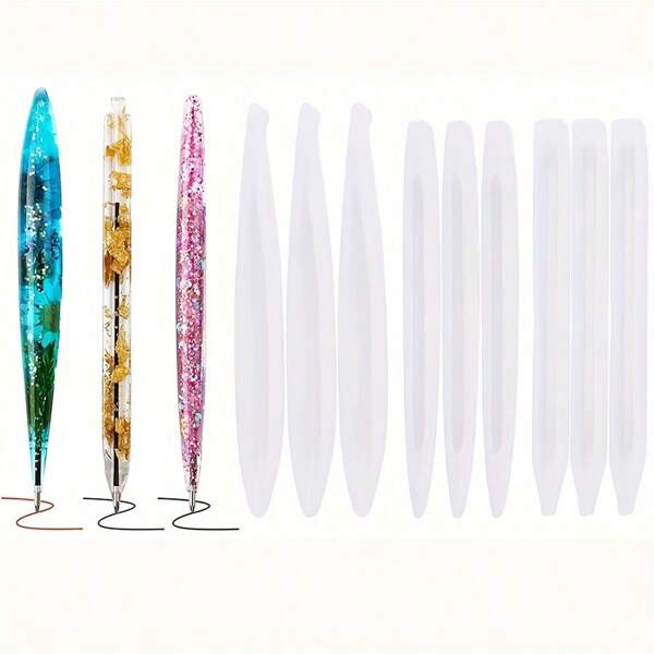 QIAO 3PCS Pen Shape Resin Mold Kit Pen Silicone Molds Epoxy Resin Molds Resin Casting Molds For DIY Resin Crafts Making