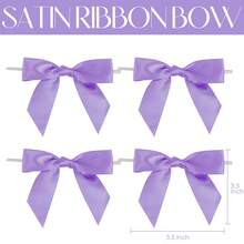 15/30 chiếc nơ ngà cho cây thông Noel 3,5 inch, nơ ngà thắt sẵn cho đám cưới, nơ xoắn ngà làm sẵn cho túi đựng quà, nơ que kem làm đồ thủ công, nơ quà tặng bằng ngà, đồ trang trí tiệc chào đón em bé - Màu tím - Xem 2