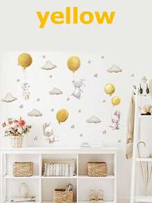 粉色兔子气球儿童房婴儿装饰贴纸适用于婴儿童房墙壁婴儿洗澡家庭装饰礼物 - 粉色 - 查看 4