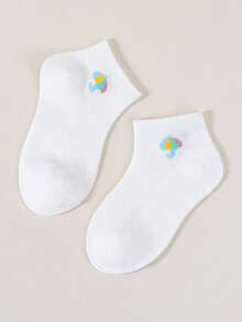 20 双女童彩虹樱桃字母网眼透气踝袜，适合日常穿着 - 彩色 - 查看 5