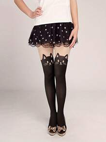 زوج من جوارب نسائية ناعمة ومريحة بطبعة قطة كيوت للاستخدام اليومي