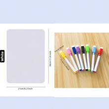 1 Pza Pizarra blanca de doble cara no magnética, pizarra blanca borrable y escribible, con bolígrafo, borrador, borde de 7 colores, tamaño A4 para dejar mensajes importantes en la oficina