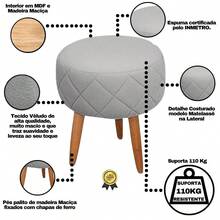 MOBLAN DECOR Set Of 1 Armchair And 1 Cozy Pouffe For Reception Comfortable Velvet Fabric Reinforced Wooden Feet - Grey - View 5