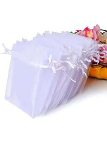 50/100PCS Gift Packaging Bag, White Tissue Bag, Suitable For Wedding Gifts, With Tether, Mesh Gift Bag, Jewelry Bag, Suitable For Rehearsal Party, Christmas, Halloween And Other Occasions