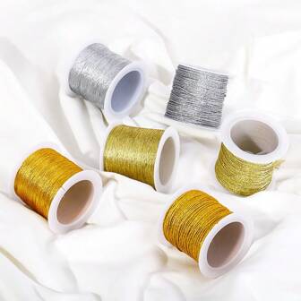 0,2-1mm 20-100M Hilo de nailon para hacer joyería, cuerda de cuentas inelástica para pulseras, collares DIY, color plateado y amarillo metálico, múltiples carretes