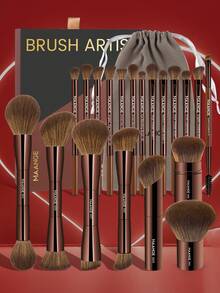 MAANGE 13/20/23/50pcs Makeup Tools Including 20 Pieces Professional Aluminum Tube Makeup Brush Set + 1 Storage Bag + 2 Pieces Air Cushion Puffs For Daily Use And Travel,Makeup Accessories Gifts For Friends ,Brush Set,Makeup Brush Kit,Make Up Brush Set,Make Up Set Complete,Makeup Brush Set,Complete Makeup Kit,Brush Kit,Brushes Makeup Set,Makeup Gift Set,Set - Chocolate Brown - View 13