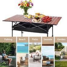 Campingtisch Klapptisch Camping Tisch Gartentisch Falttisch Picnic Party Partytisch Klappbar Schwarz/Holz Farbe - Holz - Übersicht 7