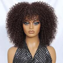 Short Hair Afro Kinky Curly Wigs With Bangs African Synthetic Ombre Glueless Cosplay Wigs For Women High Temperature