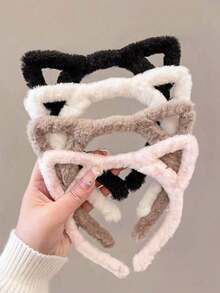 1/4pcs Back To School Soft Plush Kitty Ear Headband For Girls, 4 Colors Available, Cute Cat Ear Headband, Beauty, Home, Hair Accessories - Multicolor - View 11