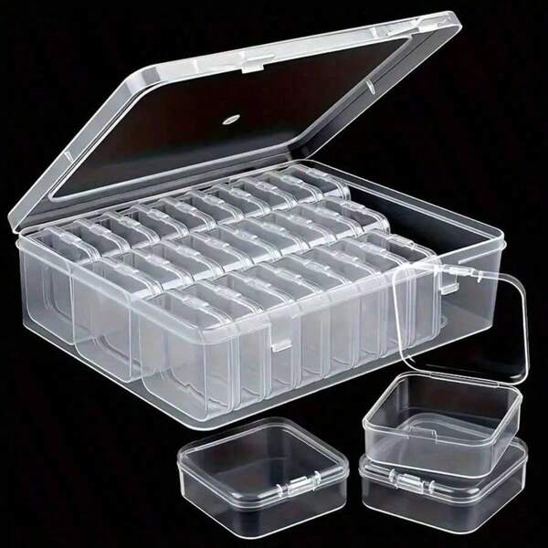 30 - Piece Transparent Plastic Storage Box Set - Portable Multifunctional Organizer, Suitable For Jewelry, Beads, Hair Accessories And Small Items For Women Storage Organizer Travel Essentials Back To School Dormitory Storage Fall Decor