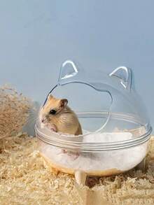 Cortina de ducha transparente con diseño de hámster y oso de peluche dorado, alfombra de baño anti-salpicaduras