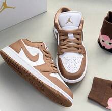 Nike Air Jordan 1 Low AJ1低筒復古籃球鞋 - 白棕色 - 查看 1