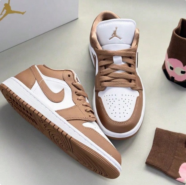 Nike Air Jordan 1 Low AJ1低筒復古籃球鞋 - 白棕色 - 查看 1