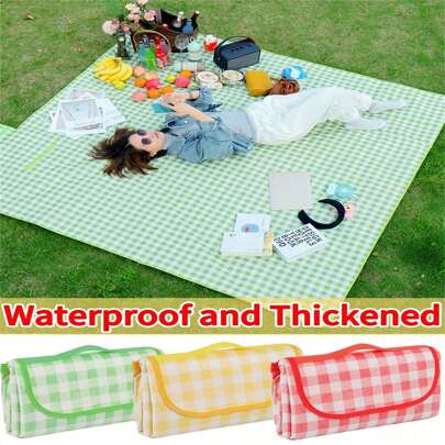 3pcs/2pcs/1pc Foldable Waterproof Picnic Mat, 78.74inch*78.74inch, Easy To Clean And Carry, Suitable For Outdoor Leisure, Yard, Camping, Beach, RV Travel, Picnic Essentials | Checkerboard Pattern | Durable Picnic Blanket, Picnic Accessories
