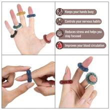 5/10Pcs Sensory Rings, Stress Relief Fidget Sensory, Elastic Fidget Rings, Fidget Ring For Anxiety, Stress Relief Rings, Massager For Fidget ADHD Autism, Silent Stress Reducer Ring - Black - View 3