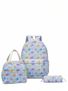 2025 New Butterfly Print Backpack Set, Includes Cute Shoulder Bag, Insulated Lunch Bag, Stationery Pouch, Large Capacity Backpack Suitable For Elementary, Middle, And High School Students - Multicolor - View 14