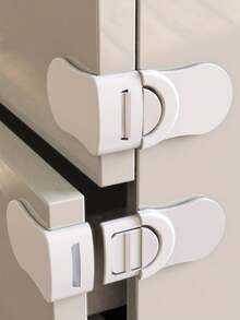 1/3/5Pcs Cabinet Locks, Easy Install No-Drill, Strong Adhesive, For Drawers, Cabinets, Fridge, Proofing, Ideal Gift For Holidays - White - View 4