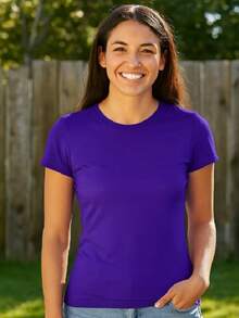 PLAYERA DAMA C/REDONDO M/CORTA AJUSTADO LISO - Morado - Ver 2