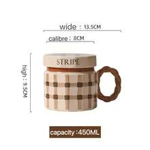 1PC Vintage Style Ceramic Mug, Beautiful Social Media Favorite Mug, Luxury Gift Mug With Lid, Personalized Coffee Mug Back To School - Multicolor - View 3