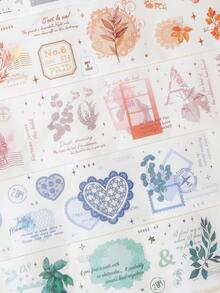 6 卷/盒精美植物花卉图案贴纸、不对称形状计划簿装饰贴纸卷、DIY 剪贴簿装饰文具和礼品包装装饰贴纸套装、时尚学校用品、返校必备品 - 送给朋友的礼物