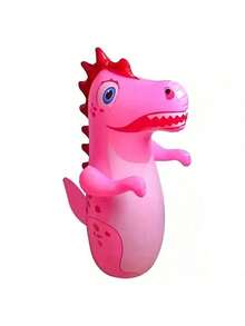 Colorful Dinosaur Inflatable Punching Bag - Vertical Righting, Durable PVC, Pink/Green/Yellow Sports & Fun, Suitable For Game Room, Dinosaur - Multicolor - View 8
