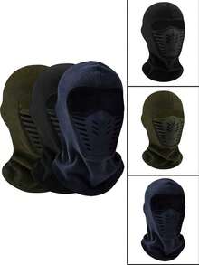 1 pieza Pasamontañas para motocicleta/bicicleta de hombre para otoño/invierno, máscara facial transpirable de invierno, exclusiva de vuelta al colegio (puede tener una ligera diferencia de color en los detalles azul marino) - Negro - Ver 4