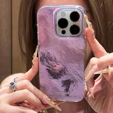 Funda elegante y resistente a golpes, con parte trasera a prueba de golpes. Compatible con modelos 11 a 16. Diseño coreano con degradado de color y efecto glaciar. - Morado claro - Ver 2