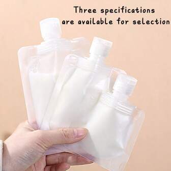 5/10pcs Refillable Travel Flat Bags, 30ml/50ml/100ml Transparent Frosted Bags, Suitable For Shampoo, Conditioner, Body Wash Refill, Portable Travel Organizer, Suitable For Bathroom, Vanity, Gifts, Bohemian Style