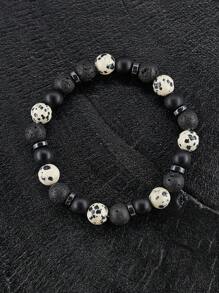 Men's Tiger Eye & Volcanic Stone Bracelet - Protection, Fashionable, And Lucky Charm For Wealth, Health, And Anxiety Relief Meditation Jewelry Unisex - Perfect Gift