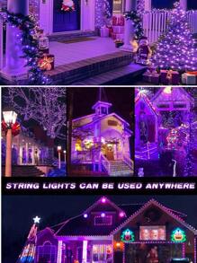 1 个户外太阳能 LED 灯串，IP65 防水，8 种照明模式，童话仙女装饰灯，适用于花园、庭院、露台、派对、圣诞树、婚礼、节日装饰、圣诞节、万圣节、情人节、新年氛围装饰灯，200/100/50/20 LED（暖白/白/彩/紫）