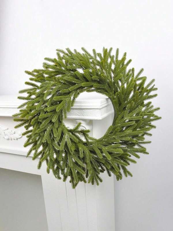 1PC Artificial Christmas Wreath Artificial Pine Needle Wreath Suitable For Christmas Thanksgiving Front Door Autumn Indoor And Outdoor Porch Window Wall Home Decoration Christmas Decorations Room Decor