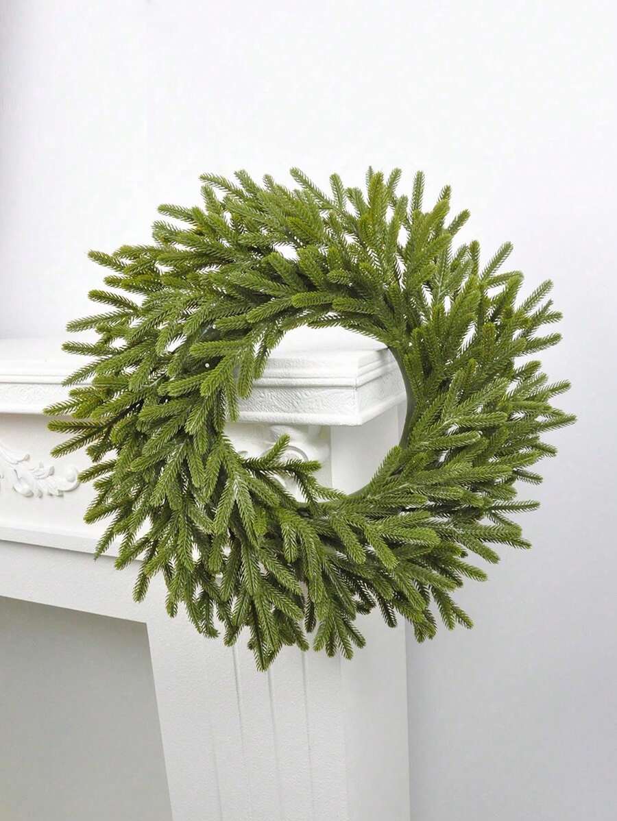 1PC Artificial Christmas Wreath Artificial Pine Needle Wreath Suitable For Christmas Thanksgiving Front Door Autumn Indoor And Outdoor Porch Window Wall Home Decoration Christmas Decorations Room Decor