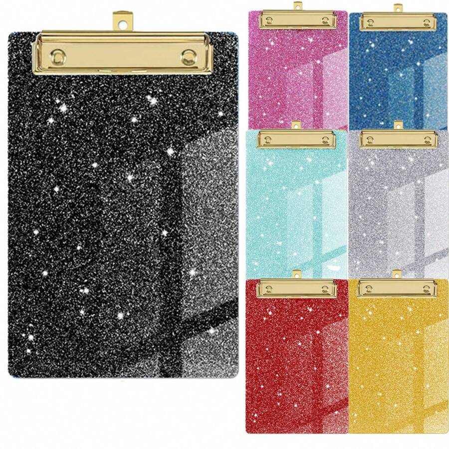 1pc Glitter A6 Acrylic Office Folder - Writing Pad For Note-Taking (Note: The Size Of This Product Is 15cmX10cm, Please Confirm The Size Before Deciding Whether To Buy) - A Must-Have For Student Meetings And School Years.,For School Supplies,Back To School