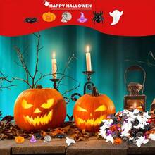 40 piezas de decoraciones de Halloween de acrílico, mini calabaza, calavera, murciélago, araña, sombrero de bruja, suministros de manualidades de plástico acrílico DIY, decoración de mesa, relleno de jarrón, decoraciones de fiesta de Halloween, Acción de Gracias, otoño, 8 estilos surtidos - Multicolor - Ver 9