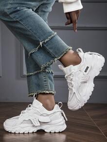 Zapatillas de plataforma de moda casual para mujer, con suela gruesa; tacones altos negros de tacón alto; zapatillas deportivas para mujer ligeras, antideslizantes y duraderas; zapatillas deportivas para mujer cómodas, cálidas, de suela blanda y con amortiguación, adecuadas para uso diario, citas, trabajo, oficina, adolescentes, estudiantes universitarios, patinaje