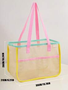 Candy Color Mesh Tote Beach Bag, Travel Tote Bag, Large Capacity Mesh Hollow Out Handbag, Suitable For Outdoor Travel And Vacation - one-size - View 6