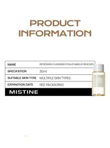 MISTINE Makeup Remover 30ml For Face And Eyes & Lip 3-In-1 Clean Pores Water-Oil Separation , Refreshing And Non-Irritating, Refuses To Leave Foundation Residue, Makeup Removable For Whole Face 1pc