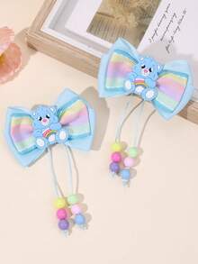 2/6 kẹp tóc hình gấu hoạt hình cho bé gái - Nơ satin hai lớp in họa tiết sọc cầu vồng & màu trơn, điểm nhấn đuôi đính hạt nhiều màu - Phụ kiện tóc đáng yêu, vui tươi, rực rỡ cho sinh nhật, hẹn hò, hóa trang & mọi mùa (Hồng/Xanh dương/Tím) - Nhiều màu - Xem 11