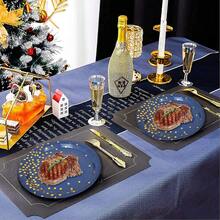 Juego de cubiertos desechables de 160 piezas para 20 invitados, juego de cubiertos de azul y dorado que incluye plato de cena, plato de ensalada, servilleta, taza, cuchillo, tenedor y cuchara para de cumpleaños o boda - 1 - Ver 4