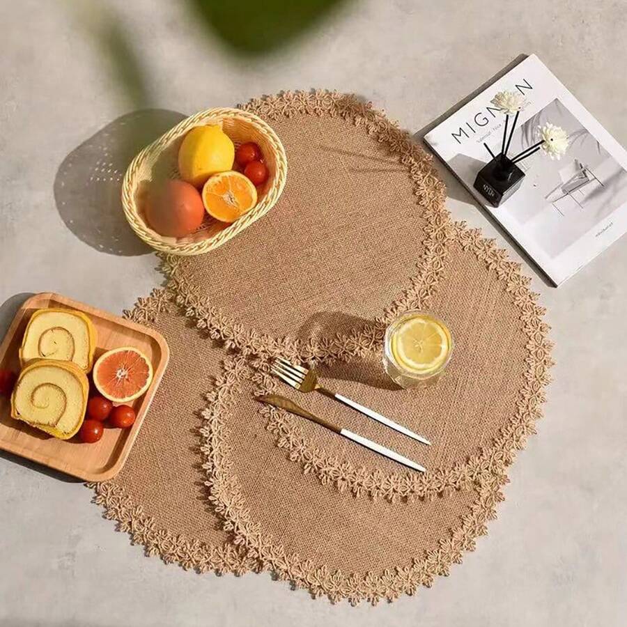 4 Stücke/6 Stücke/8 Stücke runde gewebte Tischsets mit Seilkanten, braune Farbe, 15 Zoll hitzebeständige Jute Vintage Tischmatten für die Tischdekoration im Esszimmer, schützen vor Flecken und Ölen. Geeignet für Familienfeiern, Hochzeiten und lange Tische, runder Tisch, leicht zu reinigen für den täglichen Gebrauch drinnen und Outdoor, Hochzeitsfeierlichkeiten, Restaurants, Küchen, Cafés, Weihnachten, Erntedankfest, Geburtstage