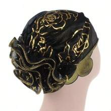 6 Pcs   Paisley    Turban Hats   With Ruffled Edges,  Sophisticated Headscarf  Elastic Beanie Head Wrap Chemo Hats  For Women - Multicolor - View 3