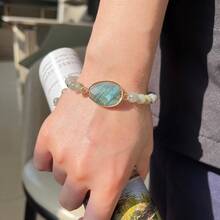 Pulsera de piedra natural - Diseño vintage hecho a mano con cordón trenzado ajustable, elegante y exquisita joyería de cuentas