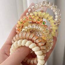 随机2件春季新款渐变色手机线发绳头绳高弹力扎丸子发箍橡皮筋头饰夏季绳头绳高弹力扎丸子发箍橡皮筋头饰，马尾辫夹，发圈，发圈，发圈，发饰