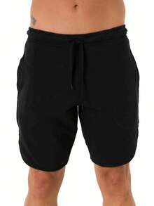 Men's Summer Sweatpants With Drawstring Pocket - Black - View 1