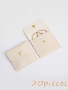 1 pièce Pochette de rangement portable pour bijoux, boucles d'oreilles, bagues et colliers. Cadeau pour la petite amie, essentiel de voyage - Beige - Voir 11